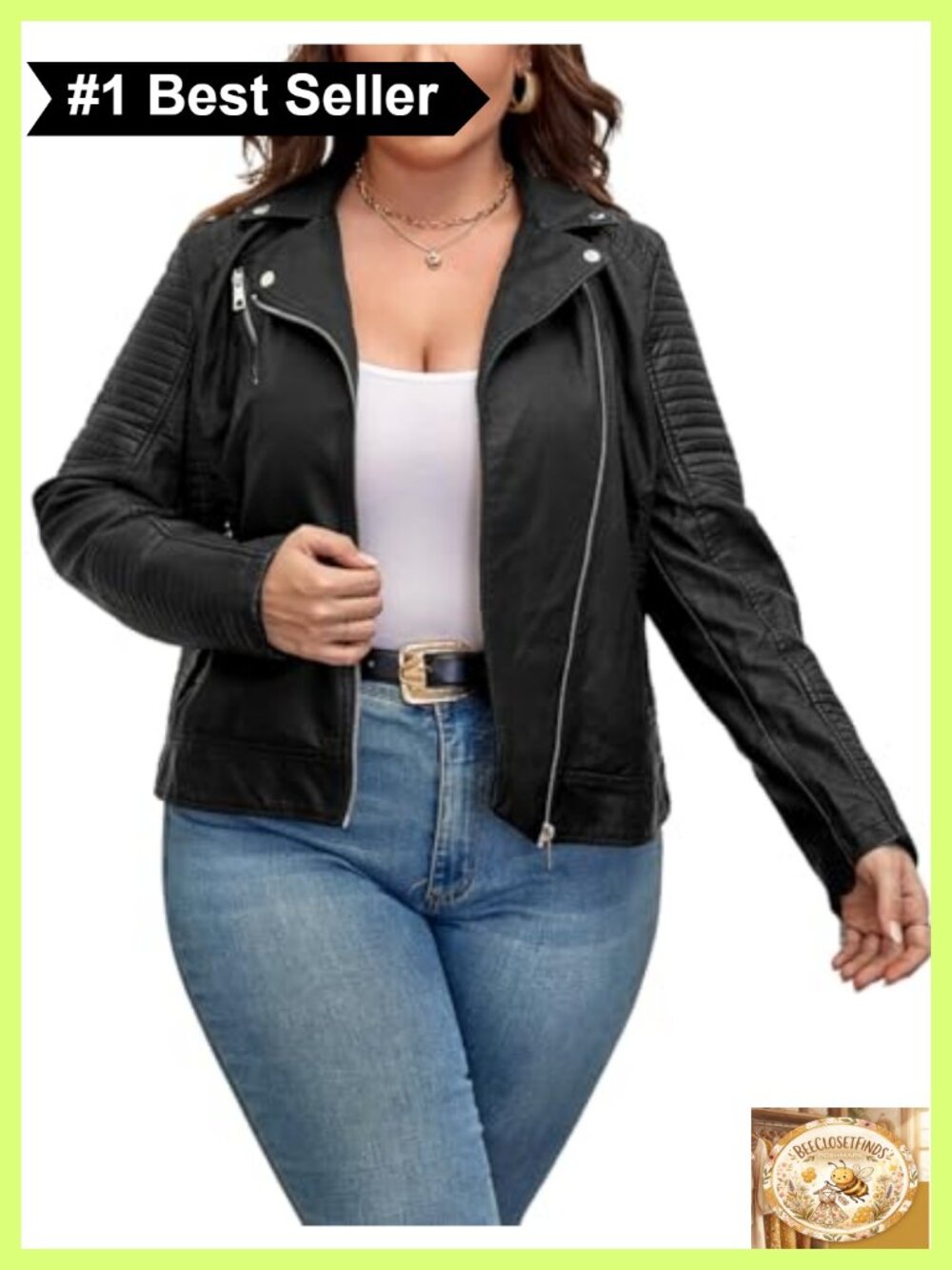 Plus Size Faux Leather Moto Jacket Asymmetrical Zip Quilted Shoulder Coat